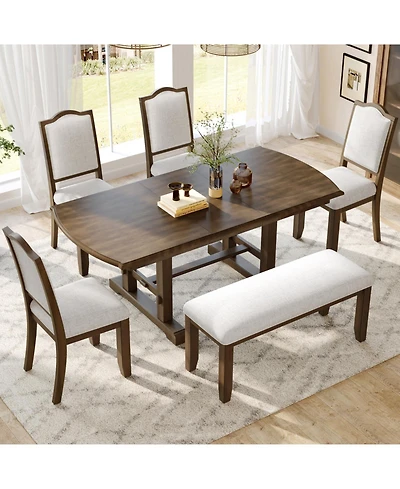 Streamdale Furniture Extendable Wood Dining Set with 4 Chairs & Bench