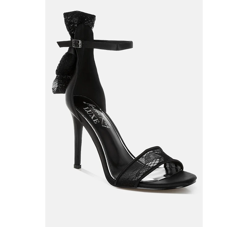 Delancy Bow Detail Lace Stiletto Sandals Women