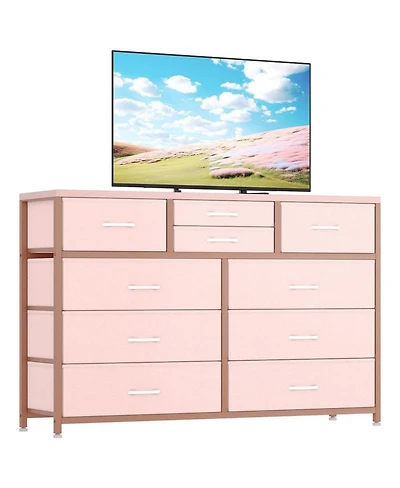 gaomon 10-Drawer Modern Fabric Dresser for Bedroom, Large Storage Chest, 45" Tv Stand, Living Room, Hallway Organizer