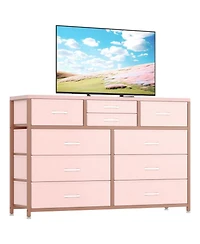 gaomon 10-Drawer Modern Fabric Dresser for Bedroom, Large Storage Chest, 45" Tv Stand, Living Room, Hallway Organizer