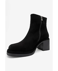 Forever & Always Women's Shoes Junae Leather Block Heel Boot (Women)