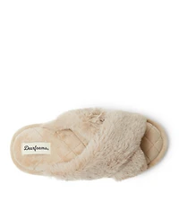 Dearfoams Women's Jessica Furry Crossband Slide Slipper