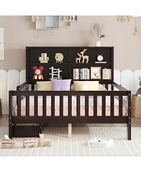 Streamdale Furniture Full Platform Bed with Chalkboard, Storage, Shelves, Espresso