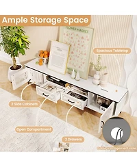 Costway 71" Tv Stand for TVs up to 80" with Open Compartment Side Cabinets & Drawers
