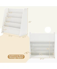 Costway 4-tier Kids Wooden Bookshelf Toddlers Book Rack with Deep Shelves