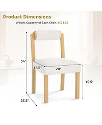 Costway Wooden Dining Chair Faux Sherpa Upholstered Kitchen Dining Room Chairs