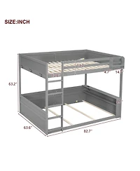 Streamdale Furniture Queen Wooden Bunk Bed w/ Shelves, Storage, Led & Usb