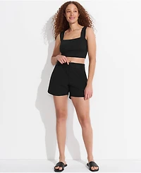 Lands' End Petite 5" Quick Dry Elastic Waist Board Shorts Swim Cover-up with Panty