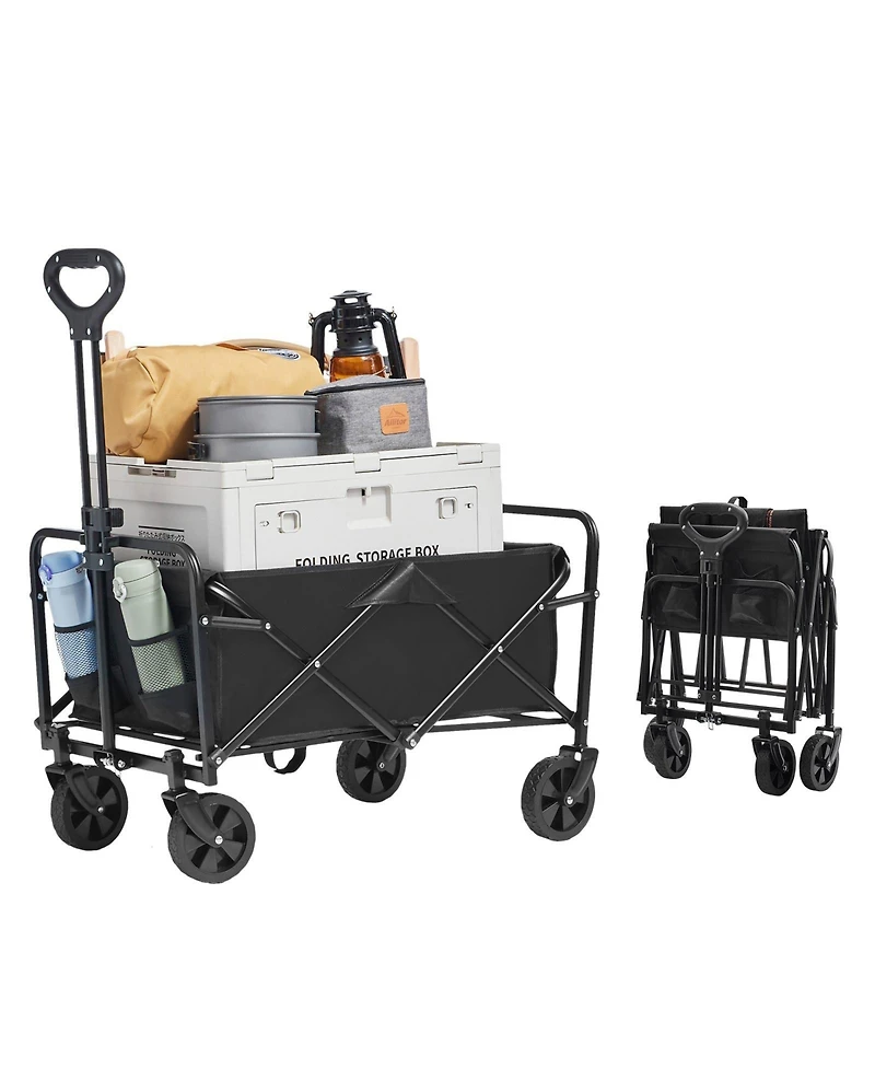 Sugift Compact Folding Wagon with All-Terrain Wheels & 220 lbs Capacity