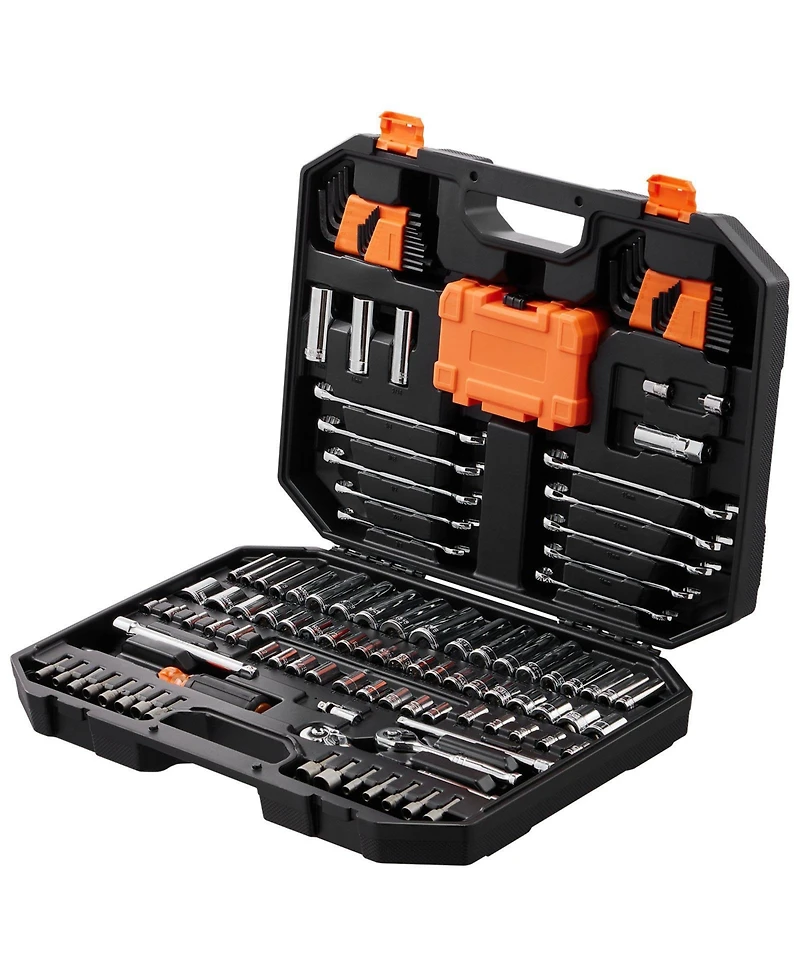 Sugift 145-Piece Professional Tool Set with Sae/Metric Sockets & Storage Case