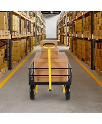 Sugift 1200 lb Heavy-Duty Steel Garden Cart with 13" All-Terrain Tires & Convertible Mesh Sides