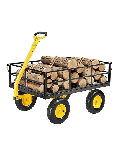 Sugift 1200 lb Heavy-Duty Steel Garden Cart with 13" All-Terrain Tires & Convertible Mesh Sides