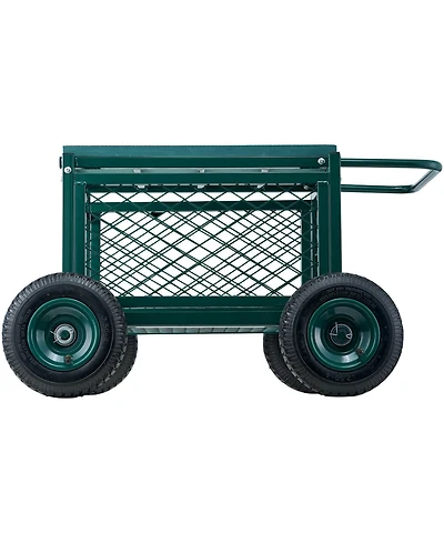 Sugfit Heavy-Duty Metal Rolling Garden Cart with 400 lb Capacity & Large Wheels