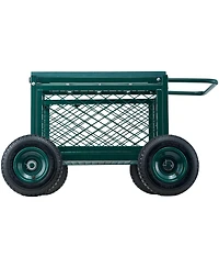 Sugfit Heavy-Duty Metal Rolling Garden Cart with 400 lb Capacity & Large Wheels