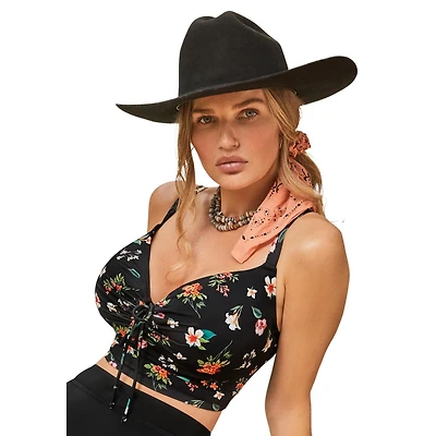 Swimsuits for All Women's Bra Tie Front Longline Underwire Bikini Top