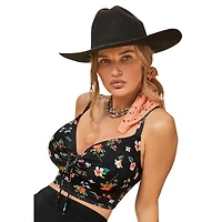 Swimsuits for All Women's Bra Tie Front Longline Underwire Bikini Top