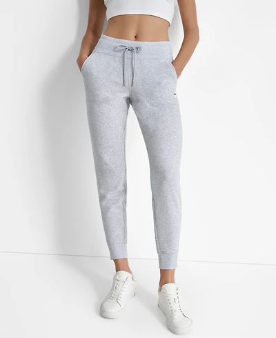 Dkny Women's Tonal Logo Patch Rib Trim Side Pockets Jogger