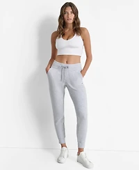 Dkny Women's Tonal Logo Patch Rib Trim Side Pockets Jogger