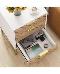 Tribesigns 3 Drawers Nightstand, with Metal Legs for Bedroom