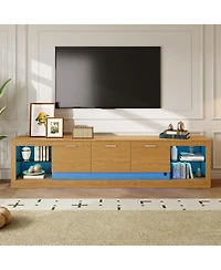 sumyeg 78" Modern Tv Stand for 90" TVs, Entertainment Center with 6 Cabinets & 2 Open Shelves
