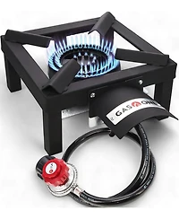 High Pressure Single Propane Burner - Outdoor Cooking with Heat Shield and Guard – Propane Burner Head for Camping, Tailgating, - Patent Pending