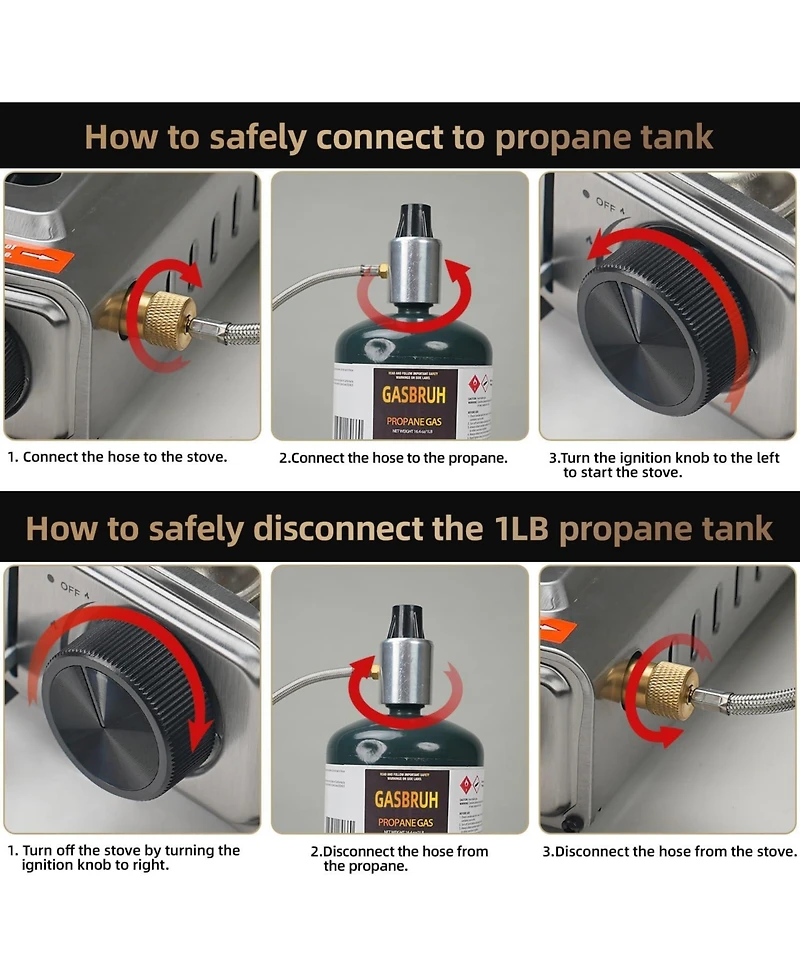 Aofar Dual Fuel Camping Stove, 10000BTU Portable Propane/Butane Gas Stove with Windblocker & Carry Case (Fuel Not Included).
