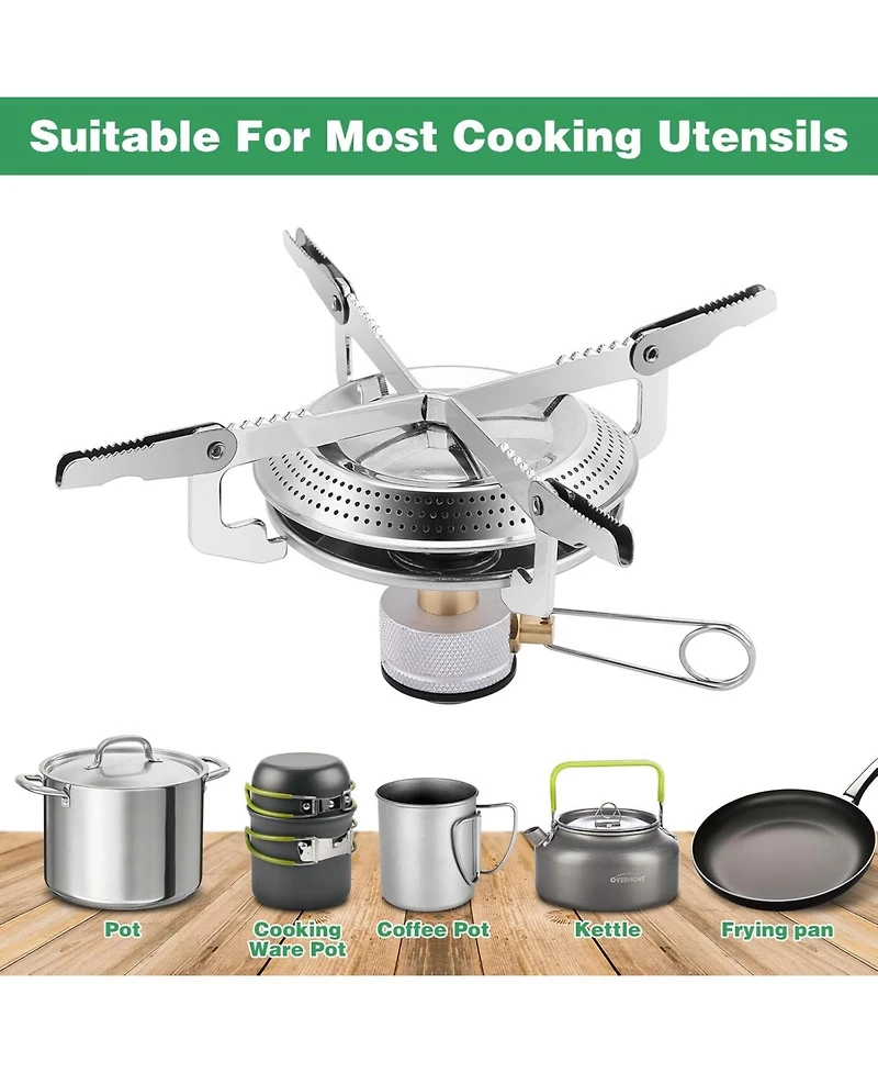 Aofar Portable Camping Stove Burner, Backpacking Stove with 1LB Propane Tank Adapter, Fuel Can Canister Stand and Carry Case, Portable Camping Burner