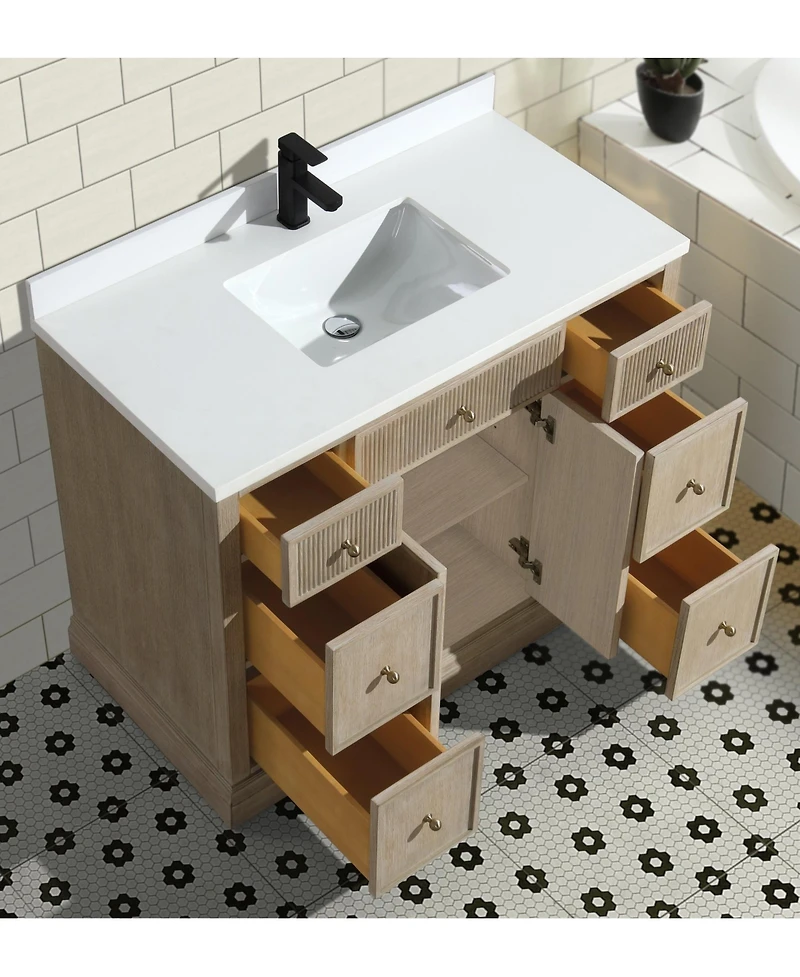 Ari Bath, Redondo 42", Freestanding, Ash Oak Finish