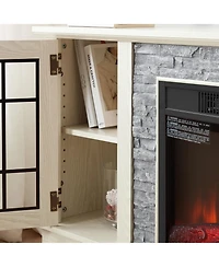 sumyeg 2-Door Storage Cabinet with Electric Fireplace Console