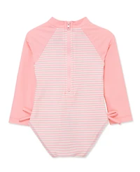 Little Me Baby Girls' Pineapple One-Piece Long-Sleeve Rash Guard Swimsuit