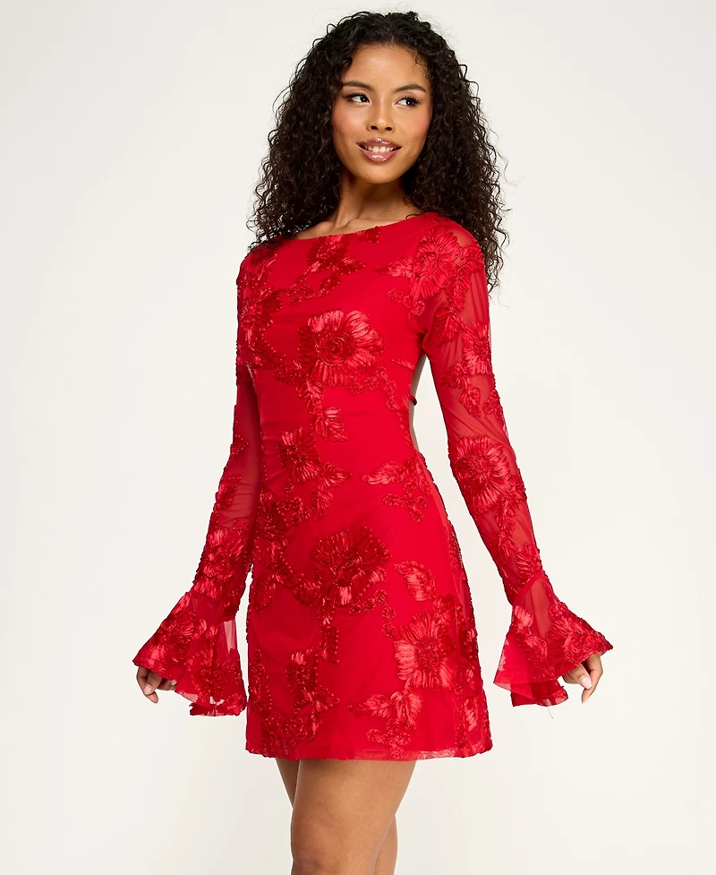 Alex & Sophia Juniors' Boat Neck Open Back Short Dress