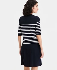 Nautica Jeans Women's Elbow-Sleeve Button-Trim Sweater