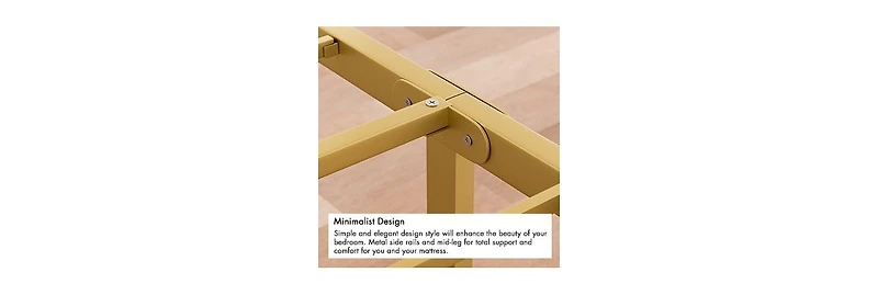 Lovmor Queen-Size Metal Steel Platform Bed Frame with Durable Upholstered Headboard Cushion Iron & Wood Adjustable for Hotels Villas