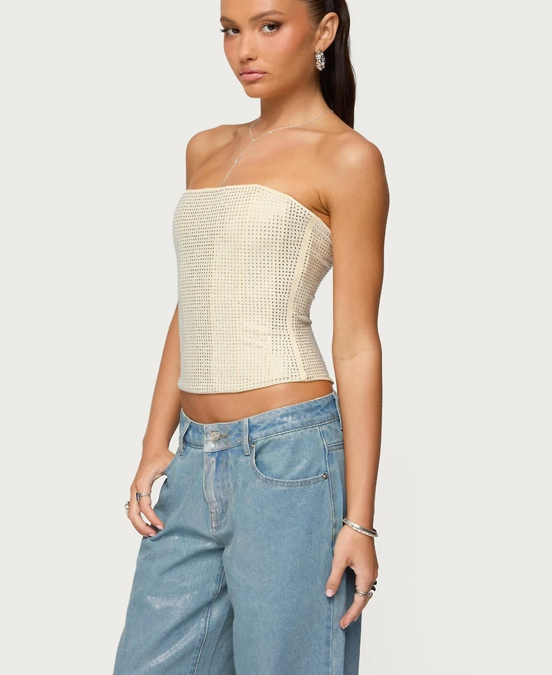 Edikted Women's Vezza Strapless Rhinestone Corset