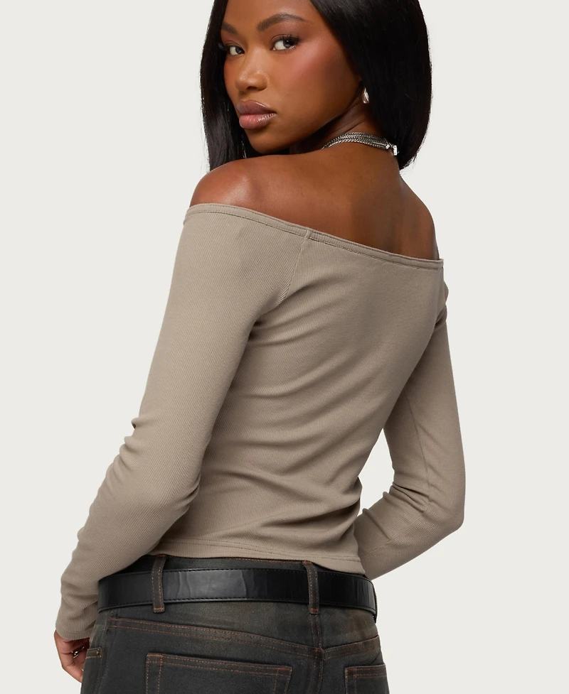 Edikted Women's Cambria Ribbed Off Shoulder Top