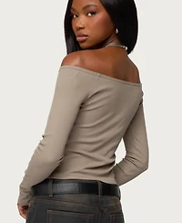 Edikted Women's Cambria Ribbed Off Shoulder Top