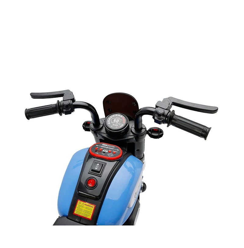 Bruce & Shark Dual 6V Kids Ride-On Motorcycle, 3-Wheel Toy with Forward/Reverse Sounds for Ages 1-5