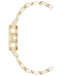 Anne Klein Women's Quartz Crystal Accented Black Dial Round Gold-Tone Alloy Metal Watch Set, 26mm