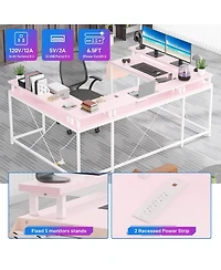 Gaomon U Shaped Desk, 126 Inch Gaming Desk with Monitor Stand and Led Lights
