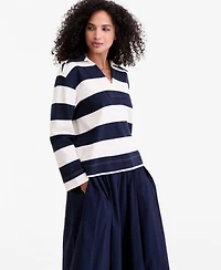 On 34th Women's Striped Interlock Knit Sailor Collar Top, Macy's Exclusive