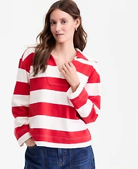 On 34th Women's Striped Interlock Knit Sailor Collar Top, Macy's Exclusive