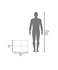 Fm Furniture Angus Side Table with Open Storage and 4 Shelves, Natural Oak