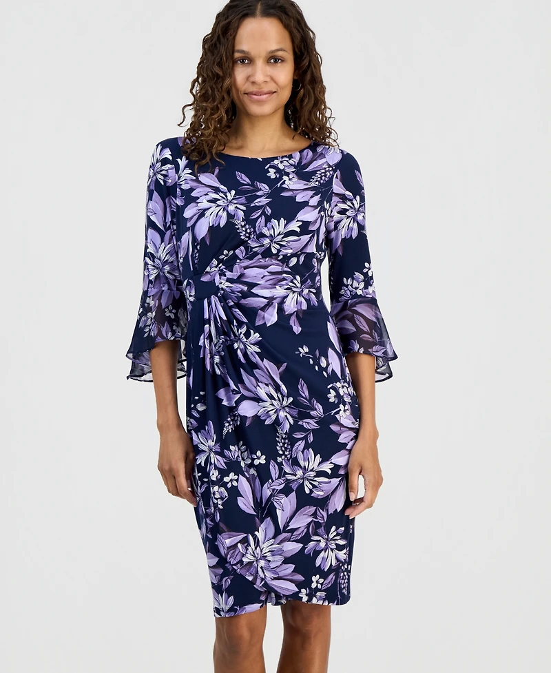 Connected Petite Printed Side Tab Sheath Dress