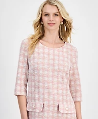 Connected Women's Boucle Tweed 3/4-Sleeve Dress