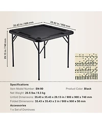 Sugift Mahjong Table 4-Player Folding Game Table with Cup Holders and Trays Black