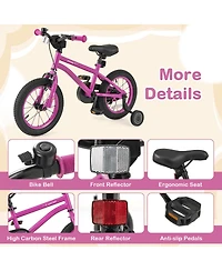 Sugift 14-Inch Kids Bike – Adjustable Toddler Bicycle with Removable Training Wheels, for Ages 3–8, Safe & Comfortable Ride