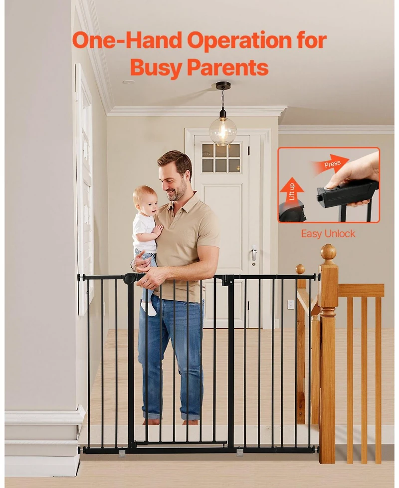 Cozito Adjustable Pressure-Mount Safety Gate, 26"-48" Wide, 36" High, Black