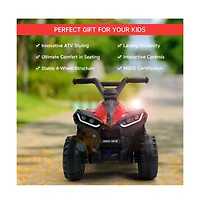 Bruce & Shark 12V Kids Electric Ride-On Car, Atv Style with Led Light, Music & Safety Belt