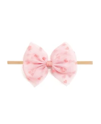 Sweet Wink Baby Girls Flocked Heart Valentine's Day Tulle Bow Baby Headband