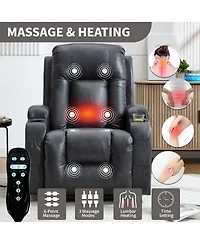 Maison Boucle Faux Leather Power Lift Recliner for Elderly with Massage & Heat, Infinite Position Chair Usb, Cup Holders, Heavy-Duty Base